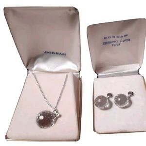 Vintage Gorham Crystal Ball Necklace and Earring Set in Sterling Silver